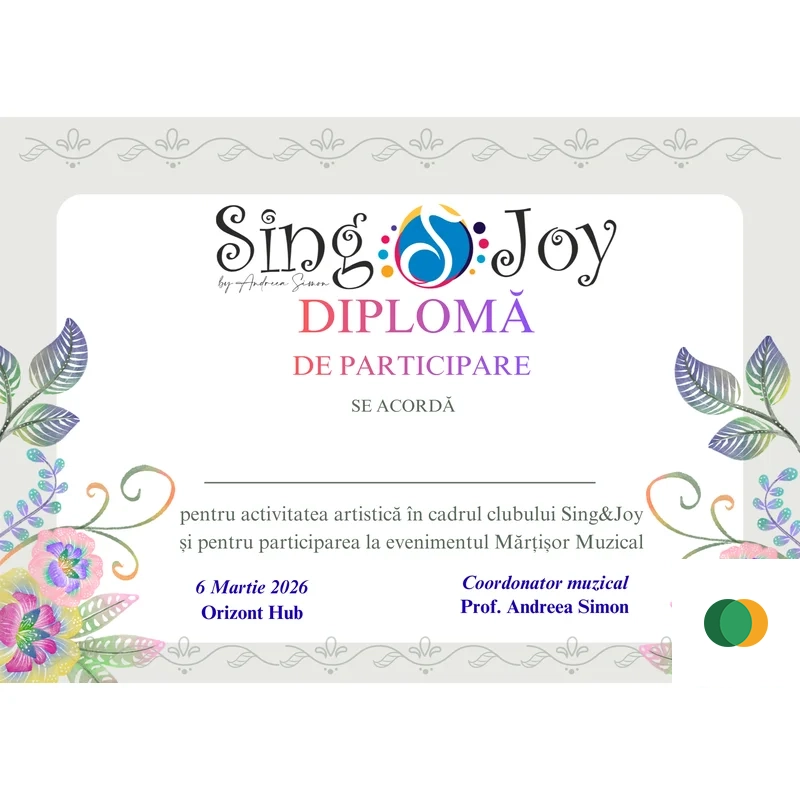 Diploma participare flori sing joy 1 – Creative Print Station Bacău